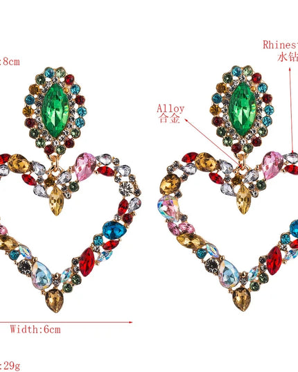 Rhinestone Heart Pendant Earrings image 2