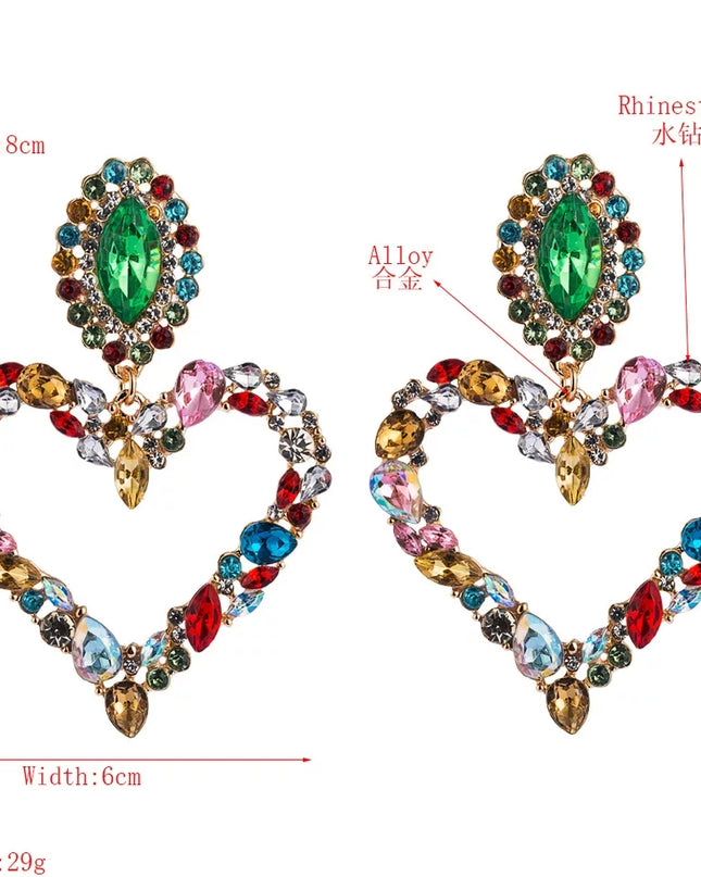 Rhinestone Heart Pendant Earrings image 2