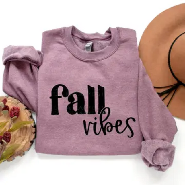 Fall Vibes T-Shirt – Autumn Graphic Tee in Mauve, Mustard, and Sage Green