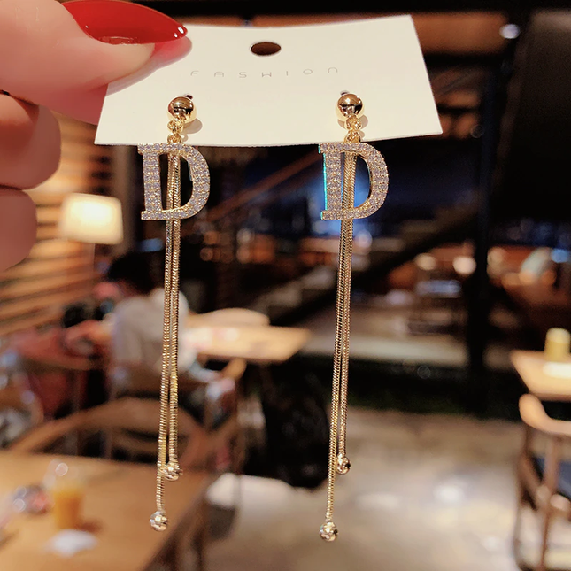 Long D Luxury Drop Earrings image 7