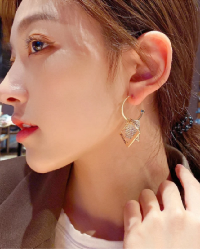 Double Square Hoop Princess Earrings image 0