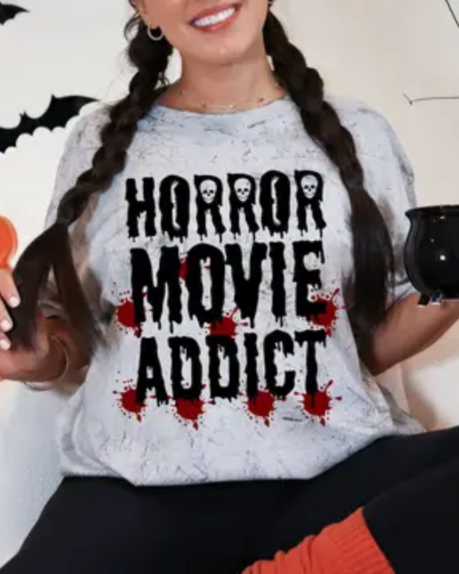 Horror Movie Addict Graphic Tee image 0