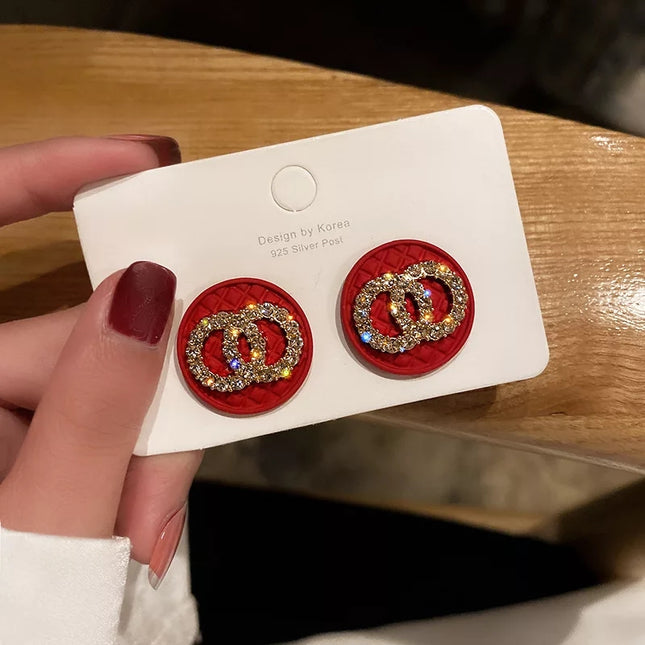 Rhinestone Bijoux Double Circles Stud Earrings image 0