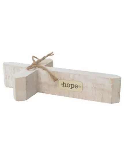 Rustic Wooden Cross with "Hope" Tag