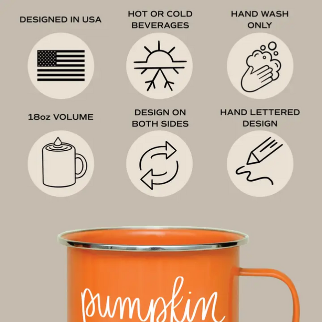 Pumpkin Spice Orange Enamel Mug