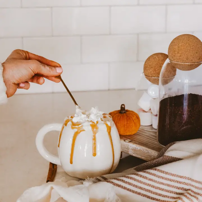Cream Ceramic Pumpkin Mug