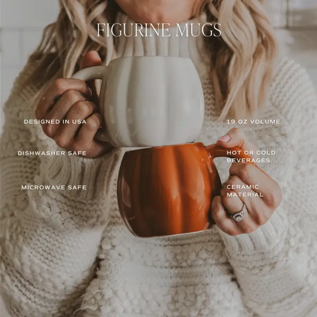 Cream Ceramic Pumpkin Mug