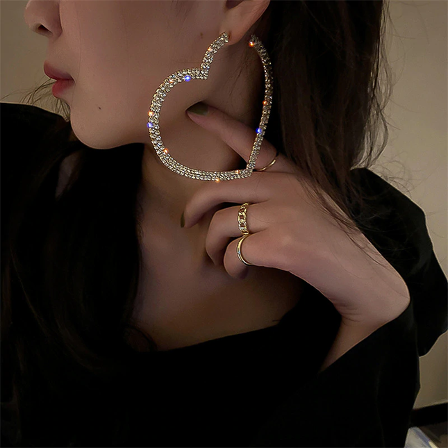 Heart Crystal Hoop Earrings image 0