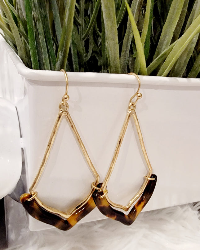 Diamond Shape Metal & Acetate Earrings image 9