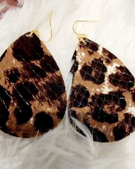 Leather Pattern Teardrop Earring image 0