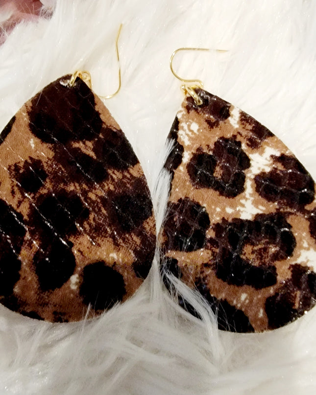 Leather Pattern Teardrop Earring image 0