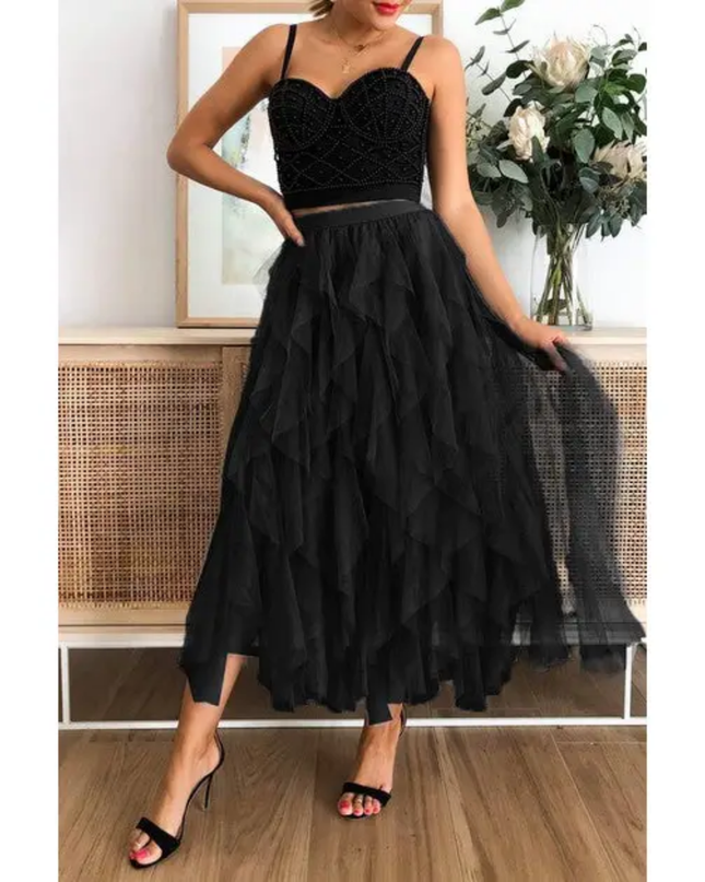 Ruffle Tulle Skirt Set