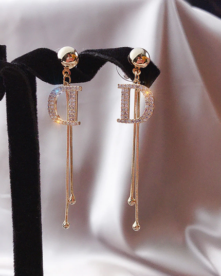 Long D Luxury Drop Earrings image 4