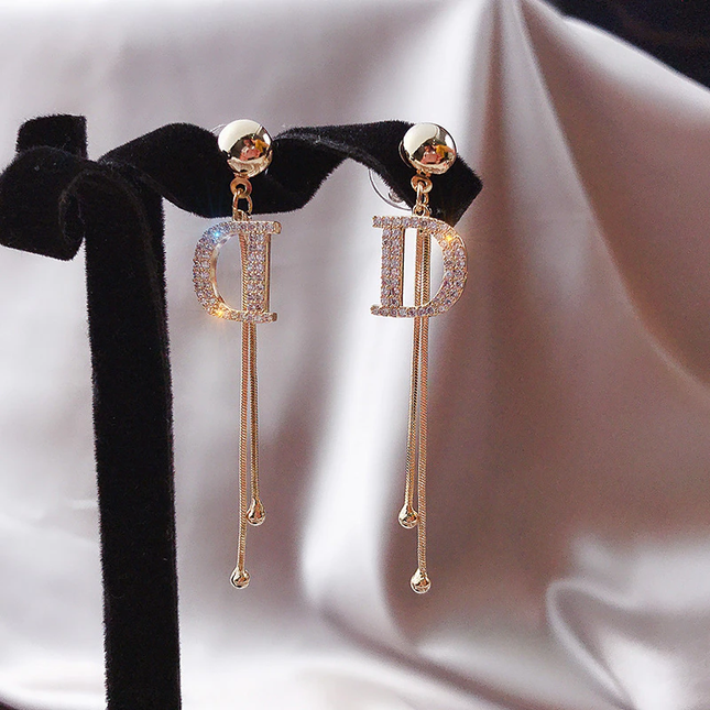 Long D Luxury Drop Earrings image 4