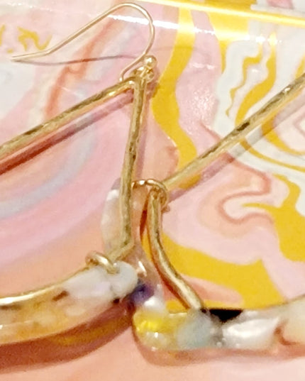 Diamond Shape Metal & Acetate Earrings image 3