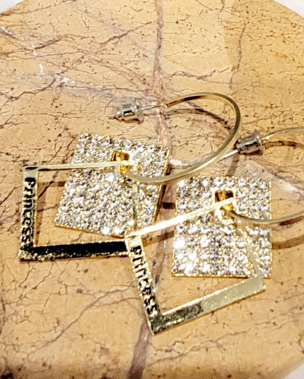 Double Square Hoop Princess Earrings image 2