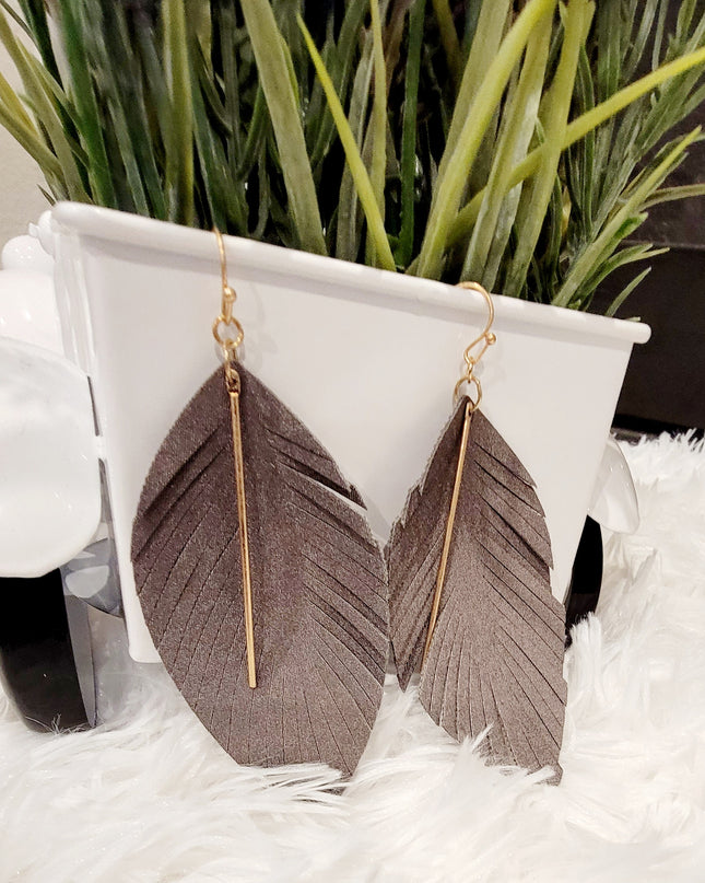 Leather Feather Fringe - DarkGray image 1