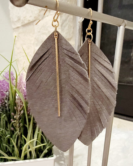 Leather Feather Fringe - DarkGray image 3