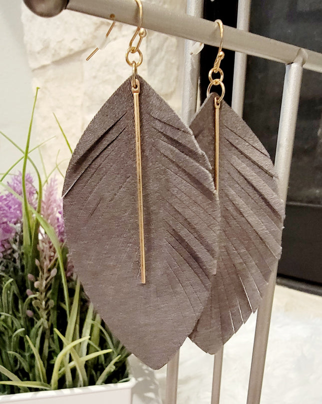 Leather Feather Fringe - DarkGray image 3