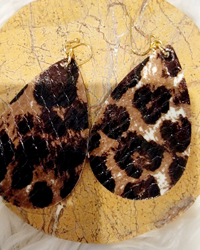 Leather Pattern Teardrop Earring image 2