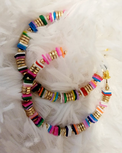 Multi Bead Hoop Earrings image 0