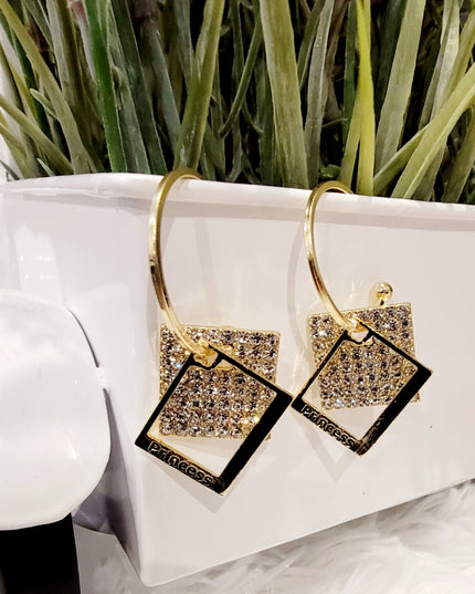Double Square Hoop Princess Earrings image 6