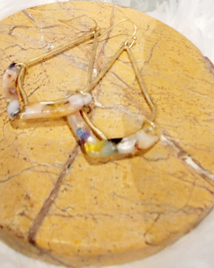 Diamond Shape Metal & Acetate Earrings image 2