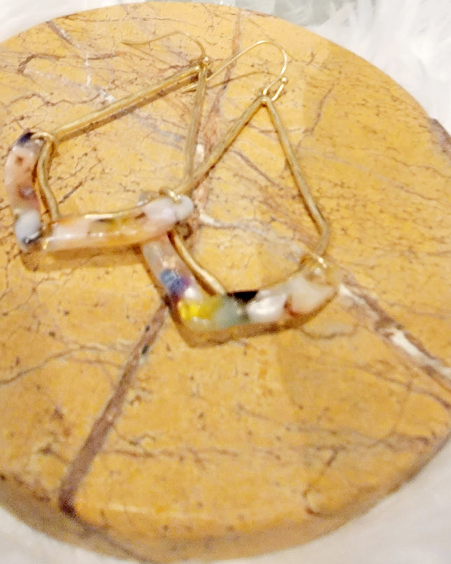 Diamond Shape Metal & Acetate Earrings image 2