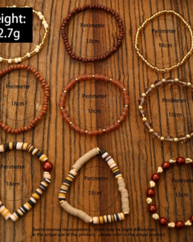 100% Glass Beaded 9 Piece Bracelet Set image 4