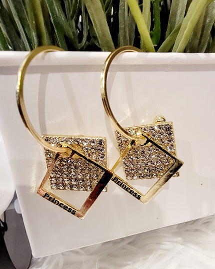 Double Square Hoop Princess Earrings image 5