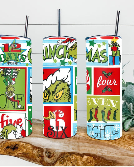Twelve Days of Grinch Tumbler image 0