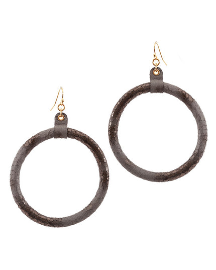 Leather Metallic Hoop Earring image 2