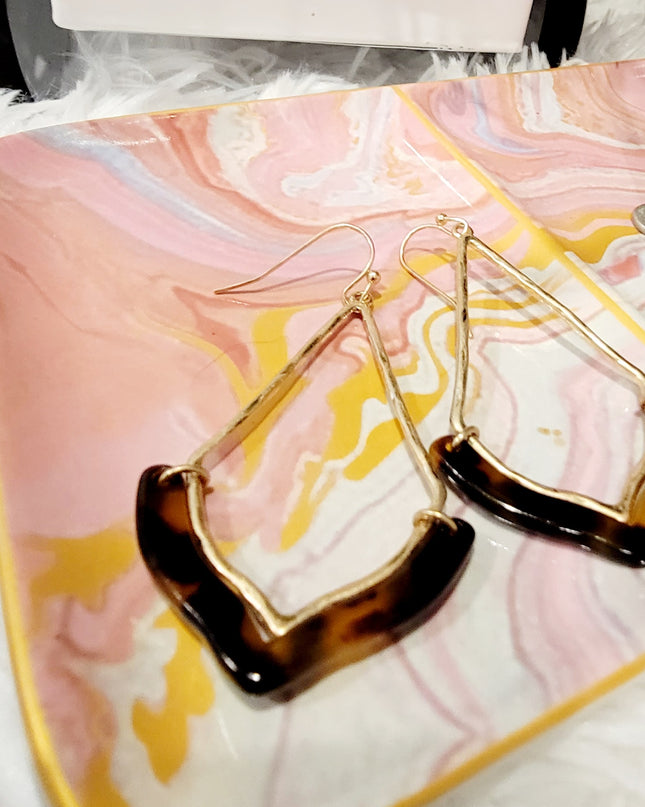 Diamond Shape Metal & Acetate Earrings image 8