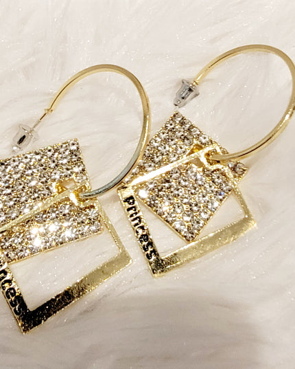 Double Square Hoop Princess Earrings image 1