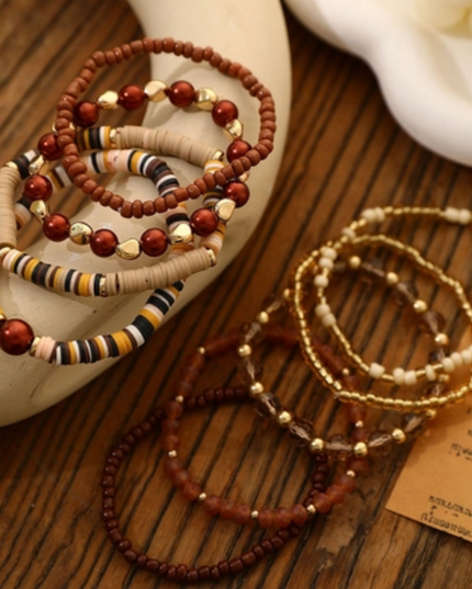 100% Glass Beaded 9 Piece Bracelet Set image 2