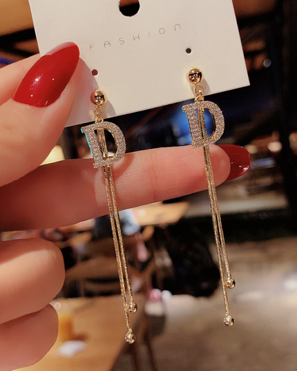 Long D Luxury Drop Earrings image 6
