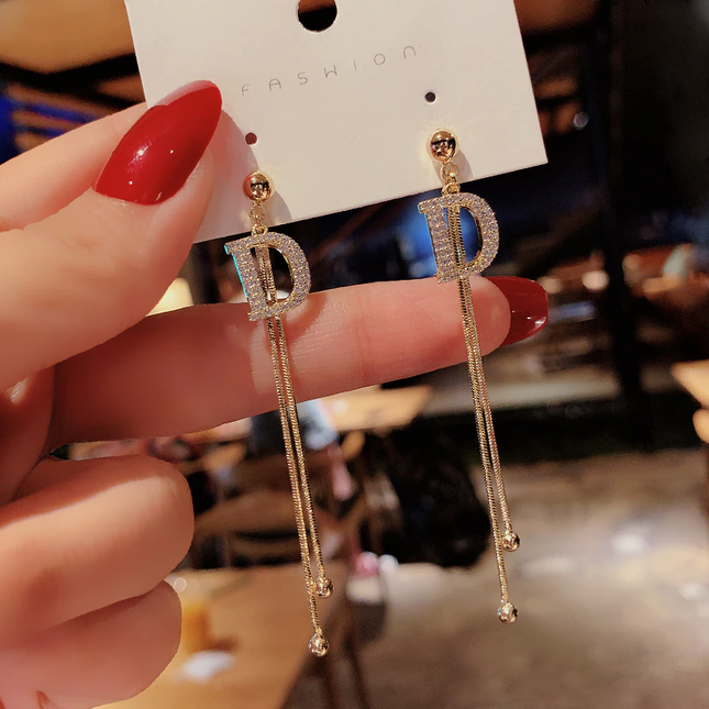 Long D Luxury Drop Earrings image 6