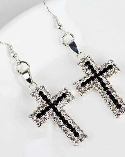 Rhinestone Cross Dangle Earrings image 0