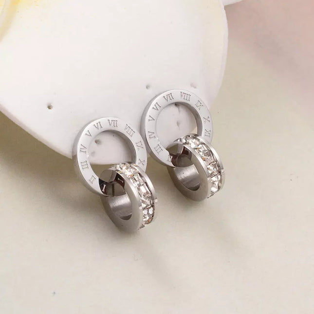 Double Loop Roman Numeral Stud Earrings image 1