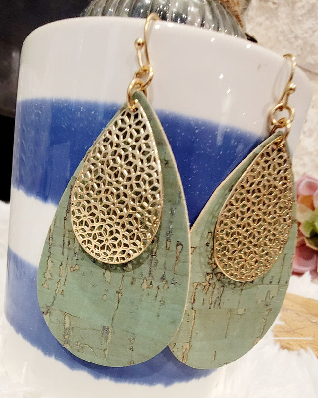 Metal & Cork marquise Earrings image 5
