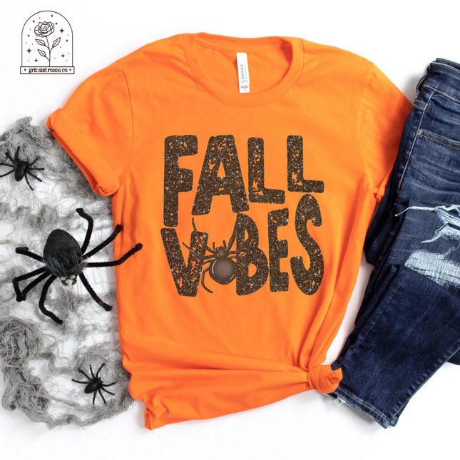 Fall Vibes T-Shirt – Halloween Spider Graphic Tee