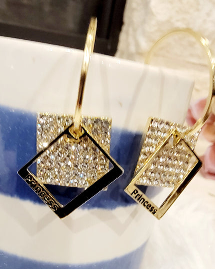 Double Square Hoop Princess Earrings image 3
