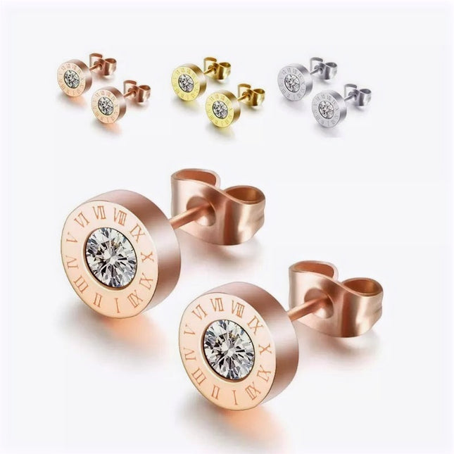 Round Roman Numeral Stud Earrings image 3