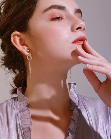 Long D Luxury Drop Earrings image 2