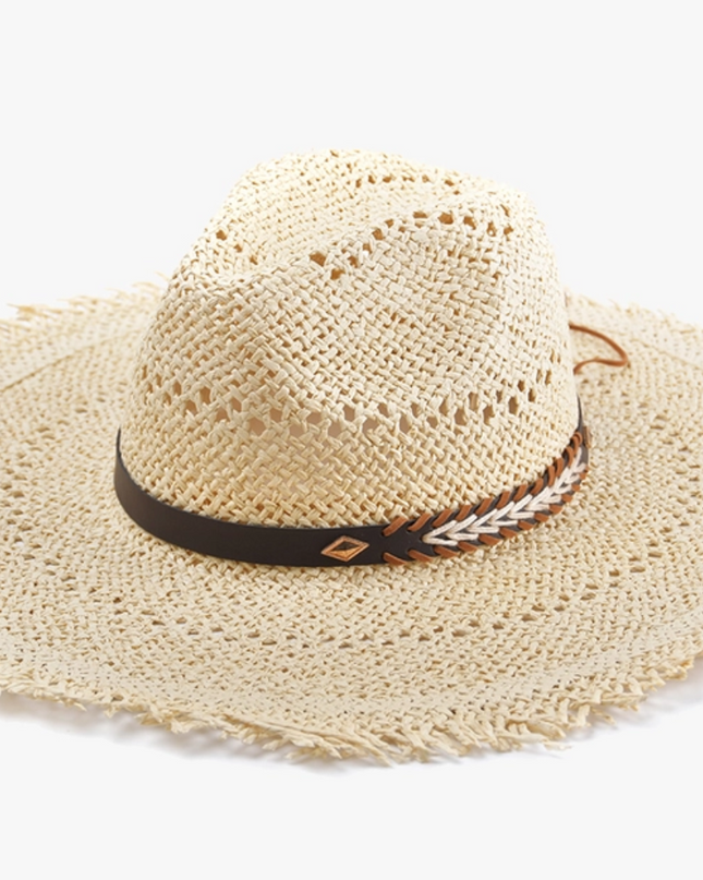 Frayed Edge Woven Sun Hat with Braided Band image 2