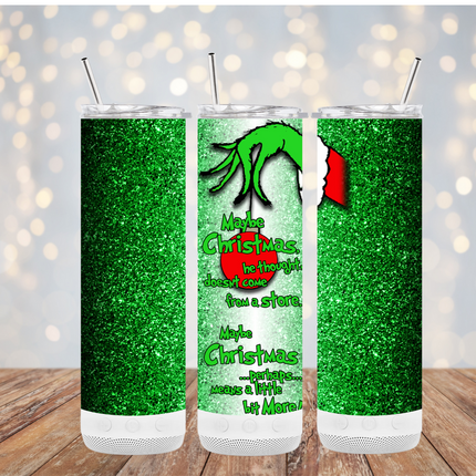 Green Glitter Grinch Christmas Tumbler image 0