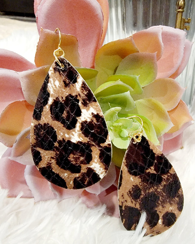 Leather Pattern Teardrop Earring image 1