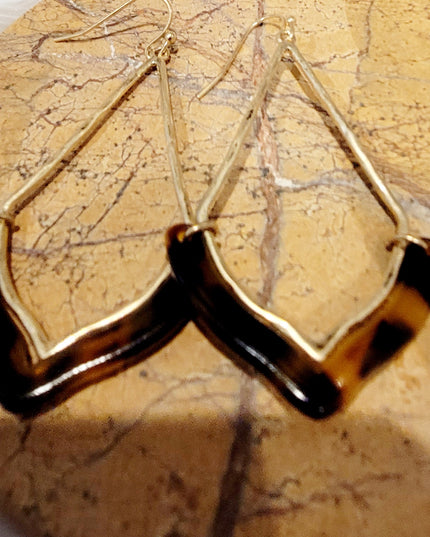 Diamond Shape Metal & Acetate Earrings image 7
