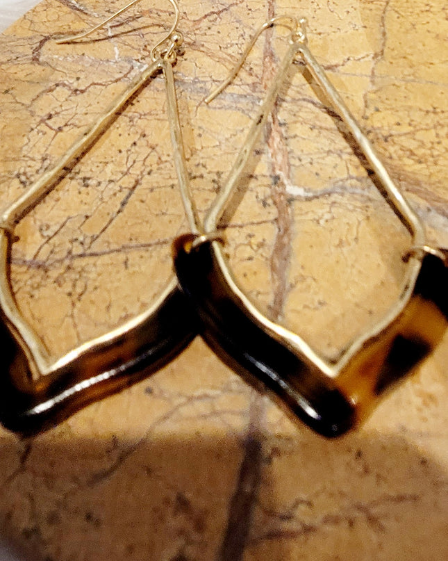 Diamond Shape Metal & Acetate Earrings image 7