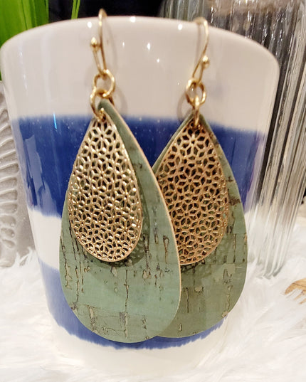 Metal & Cork marquise Earrings image 6